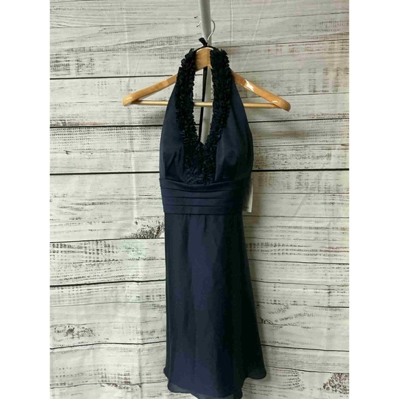 Nw Collections Dresses & Skirts - NW‎ Collections Navy Blue Strapless Ruffled Halter Neckline Dress Size 8